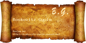 Boskovitz Gyula névjegykártya